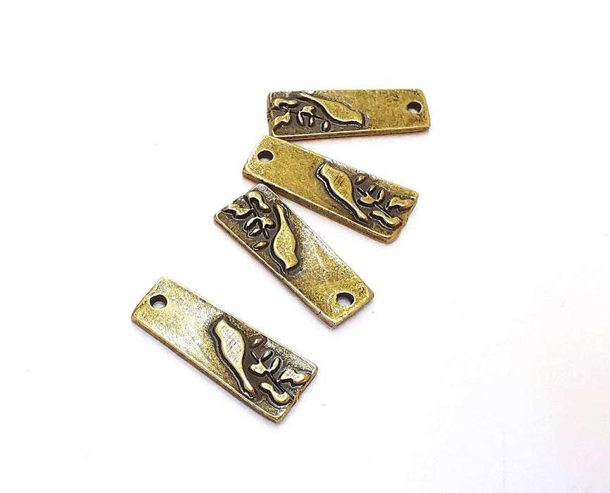 4 Bird Charms Antique Bronze Plated Charms (25x10mm) G20443