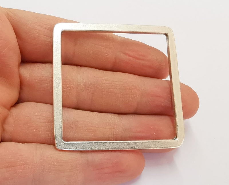 2 Square Findings Antique Silver Plated Findings (55mm)  G20457
