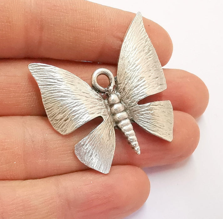 Butterfly Pendant Antique Silver Plated Pendant (38x39mm)  G20459