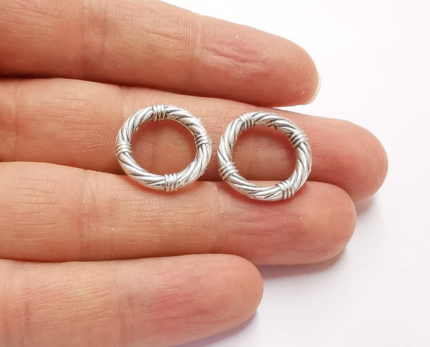 5 Rope Circle Findings Antique Silver Plated Circle (19 mm)  G22301