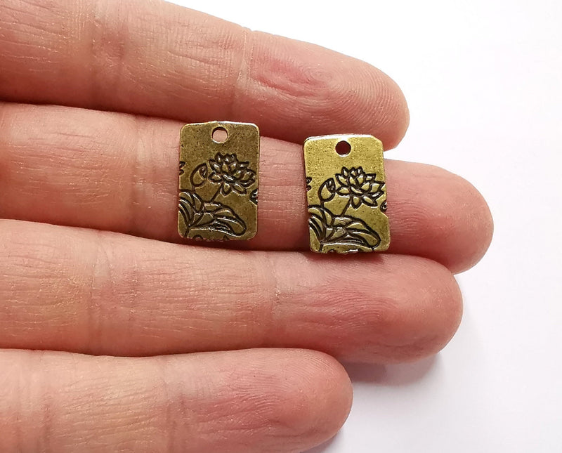 10 Flowers Charms Antique Bronze Plated Charms (18x12mm) G20489