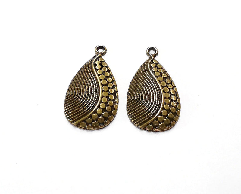 4 Drop Charms Antique Bronze Plated Charms (30x16mm) G20490