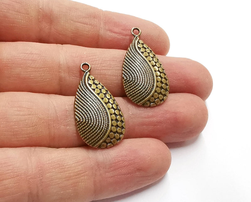 4 Drop Charms Antique Bronze Plated Charms (30x16mm) G20490