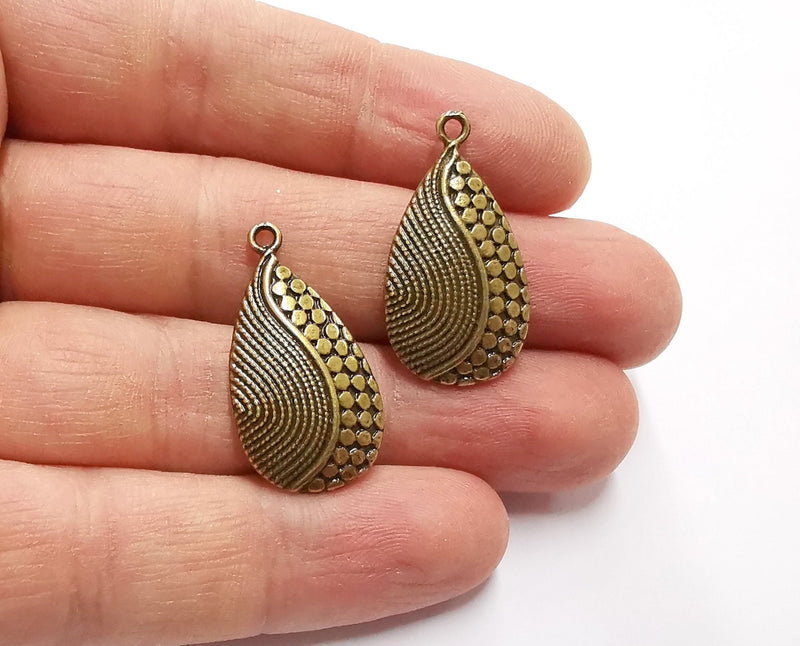 4 Drop Charms Antique Bronze Plated Charms (30x16mm) G20490