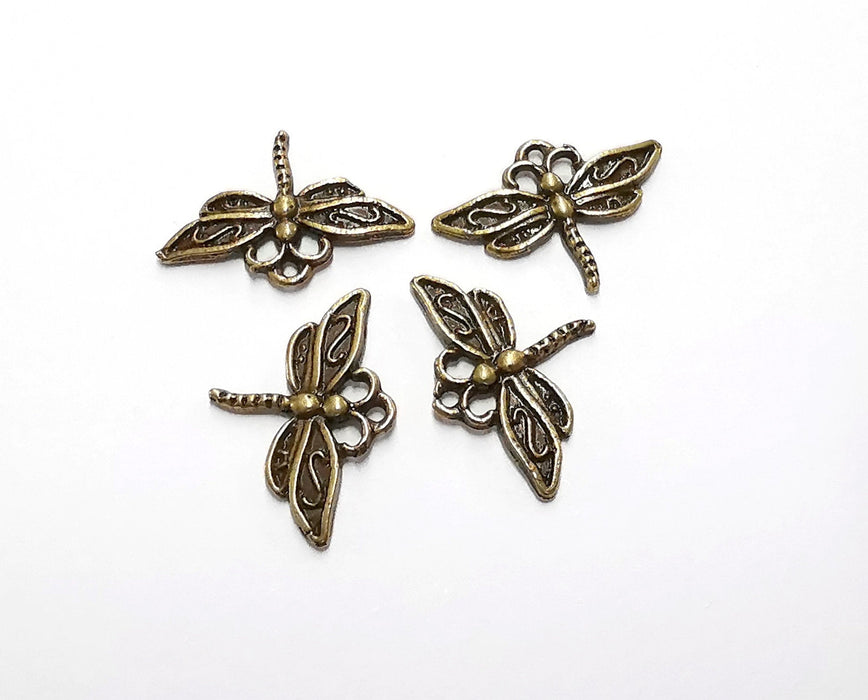 10 Dragonfly Charms Antique Bronze Plated Charms (15x22mm) G20500