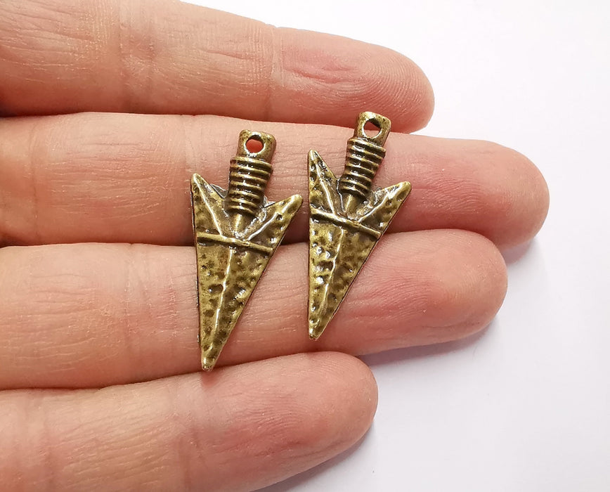 4 Arrowhead Charms Antique Bronze Plated Charms (35x16mm) G29291