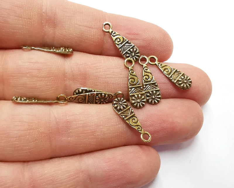 20 Flowers Charms Antique Bronze Plated Charms (18x6mm) G20515