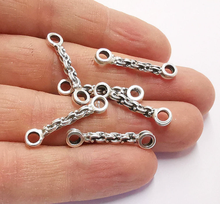 10 Chain Shape Connector Findings Antique Silver Plated Findings (28x6mm)  G20544