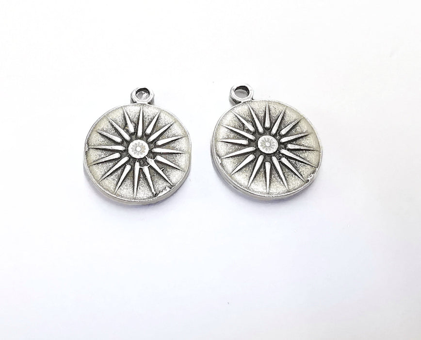 2 Star (Double Sided) Charms Antique Silver Plated Charms (24x20mm)  G20547