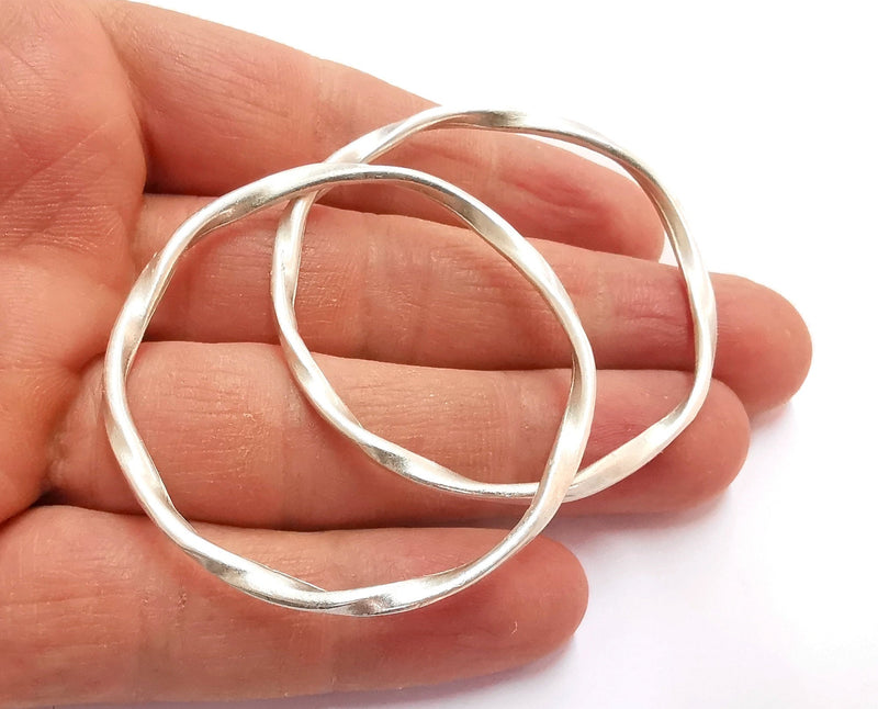 2 Silver Circle Findings Antique Silver Plated Circle (52 mm)  G20898