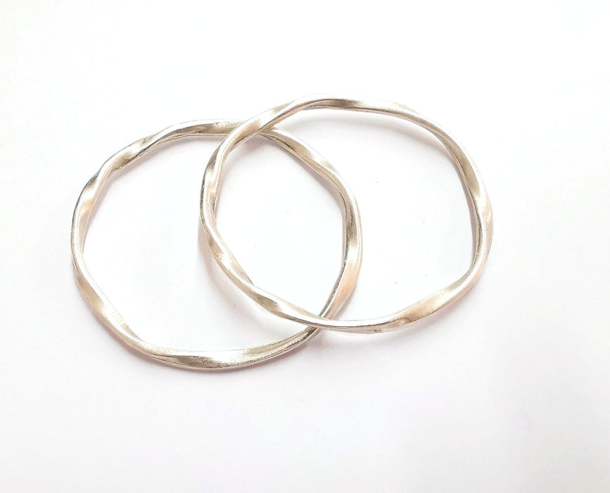 2 Silver Circle Findings Antique Silver Plated Circle (52 mm)  G20898