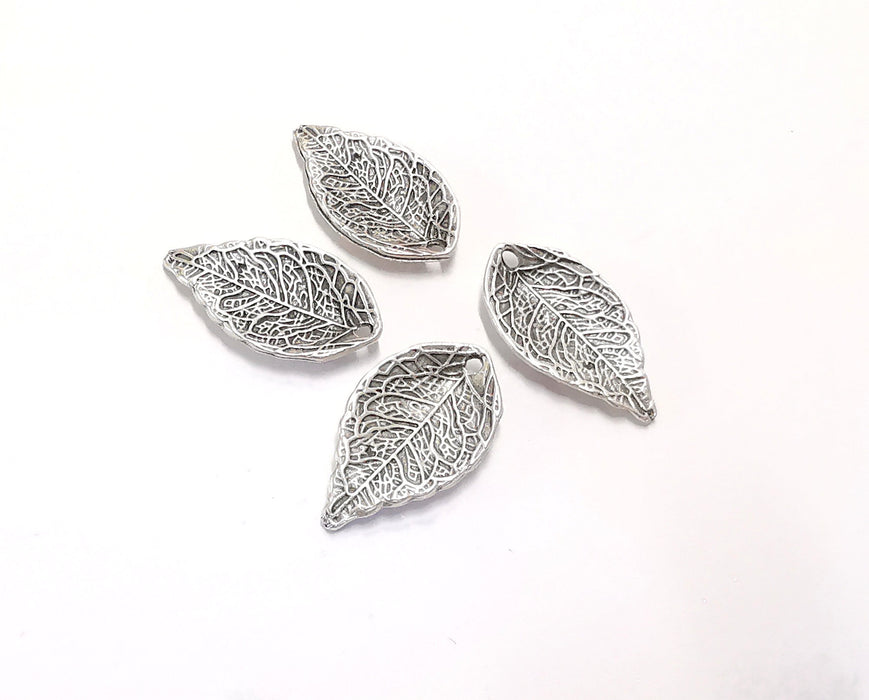 5 Leaf Charms Antique Silver Plated Charms (23x13mm)  G20549