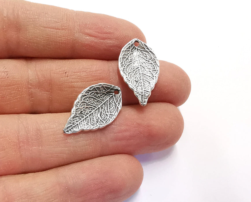 5 Leaf Charms Antique Silver Plated Charms (23x13mm)  G20549