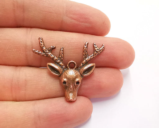 4 Deer Charms Antique Copper Plated Charms (30x36mm)  G20560