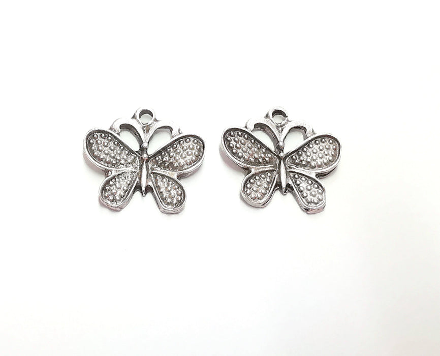 4 Butterfly Charms Antique Silver Plated Charm (21x23mm) G27149