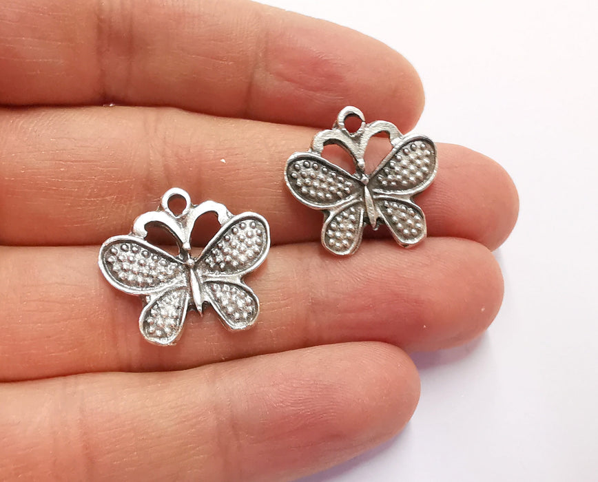 4 Butterfly Charms Antique Silver Plated Charm (21x23mm) G27149