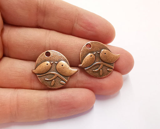 2 Bird Charms Antique Copper Plated Charms (23x26mm) G20565