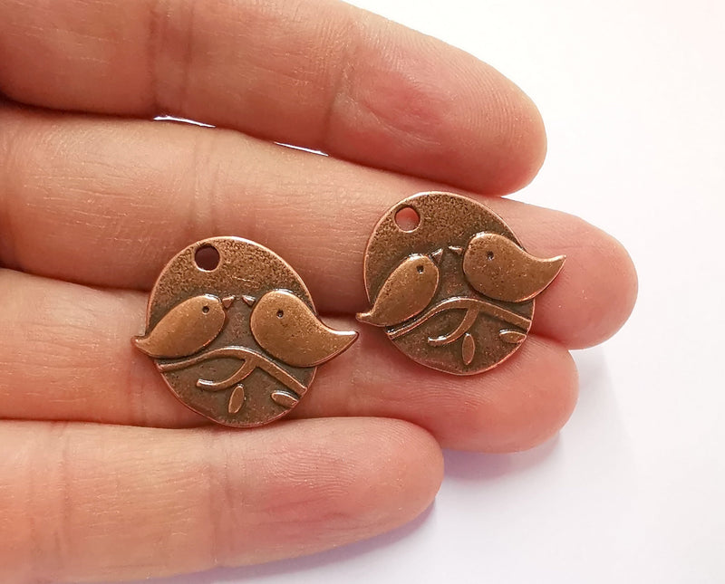 2 Bird Charms Antique Copper Plated Charms (23x26mm) G20565