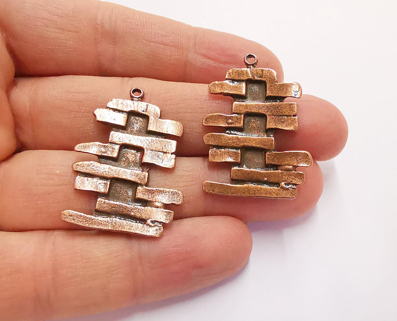 2 Copper Charms Antique Copper Plated Charms (35x26mm) G20571