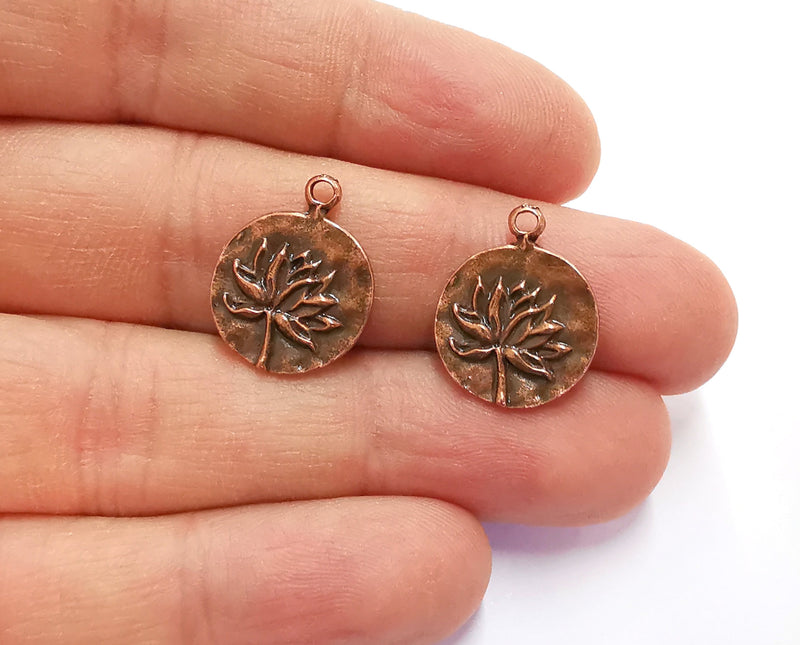 10 Lotus Charms Antique Copper Plated Charms (21x16mm) G20574
