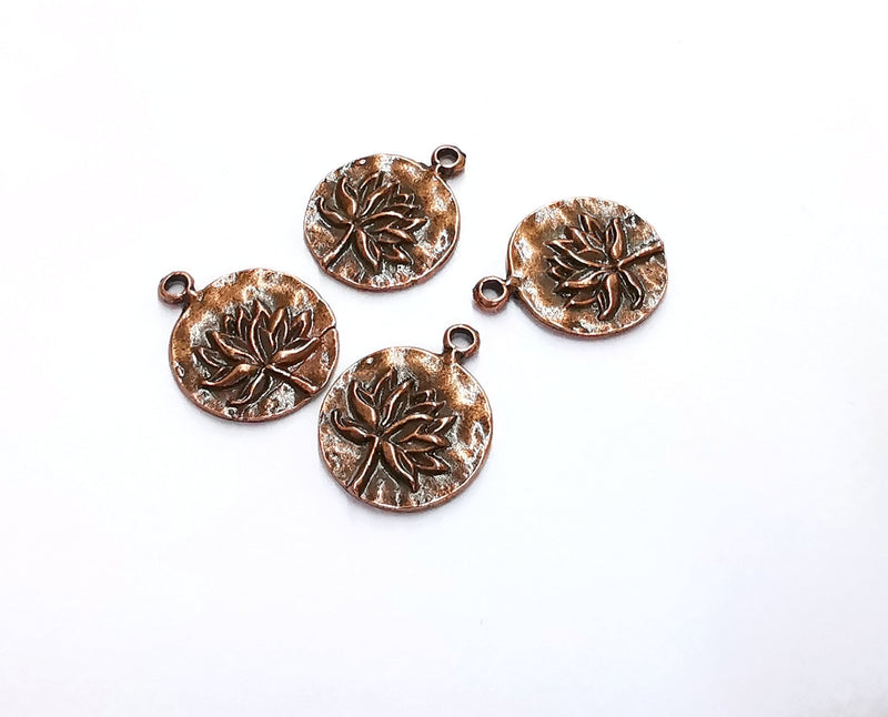 10 Lotus Charms Antique Copper Plated Charms (21x16mm) G20574
