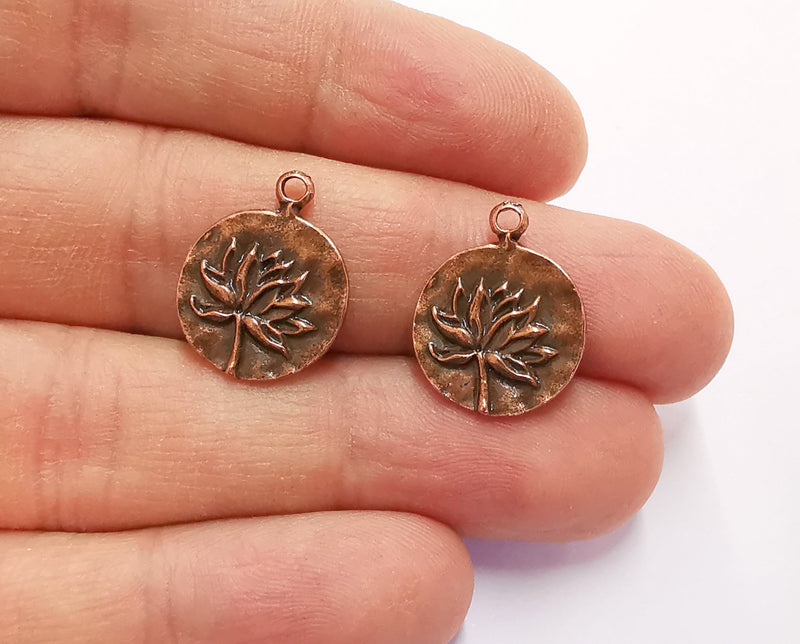 10 Lotus Charms Antique Copper Plated Charms (21x16mm) G20574