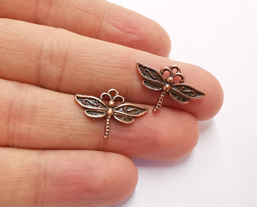 10 Dragonfly Charms Antique Copper Plated Charms (15x22mm) G20575