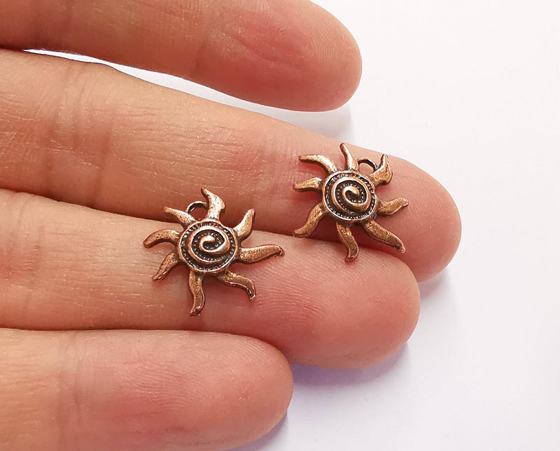 10 Sun Charms Antique Copper Plated Charms (16x15mm) G20578