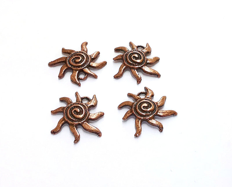 10 Sun Charms Antique Copper Plated Charms (16x15mm) G20578