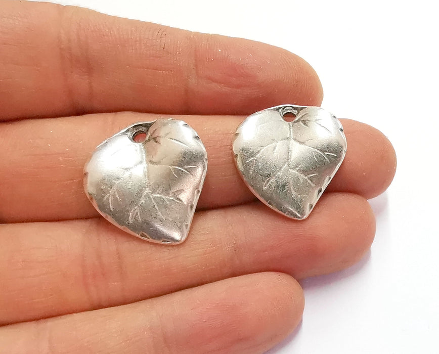 2 Leaf Charms Antique Silver Plated Charms (24x22mm)  G20585