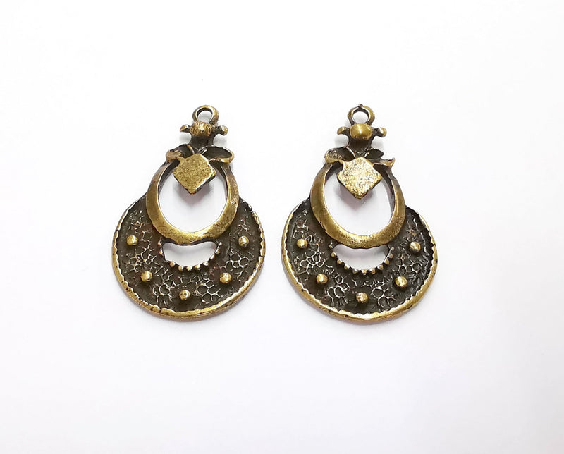2 Antique Bronze Charms Antique Bronze Plated Charms (42x26mm) G20593