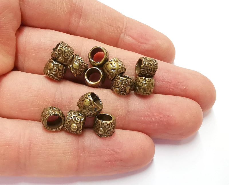 10 Rondelle Beads Antique Bronze Plated Beads (8x6mm)  G20601