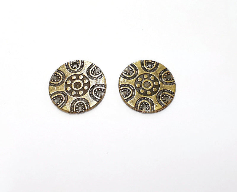 6 Circle Charm Antique Bronze Plated Charm (19mm) G20603