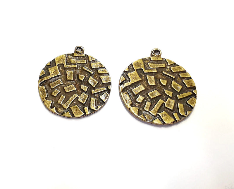 2 Antique Bronze Charms Antique Bronze Plated Charms (36x31mm)  G20919