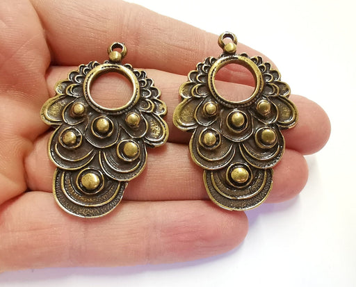 2 Antique Bronze Charms Antique Bronze Plated Charms (49x34mm)  G20923