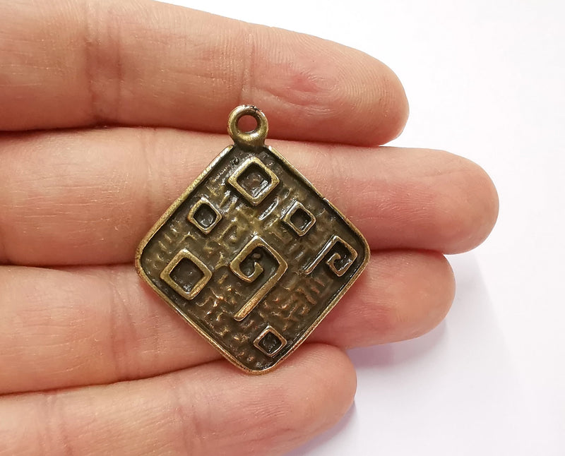 2 Cambered Charms Antique Bronze Plated Charms (39x35mm) G20606