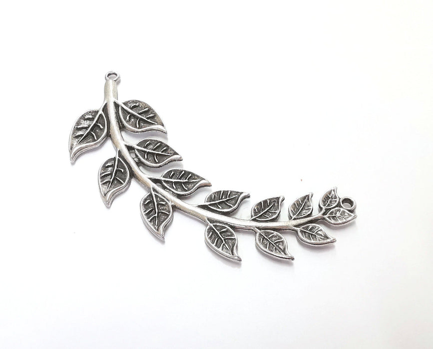 Leaves Branch Pendant Connector Antique Silver Plated Pendant (85mm)  G20609