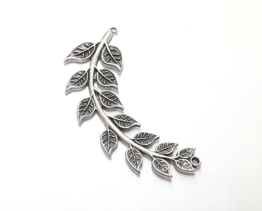 Leaves Branch Pendant Connector Antique Silver Plated Pendant (85mm)  G20609