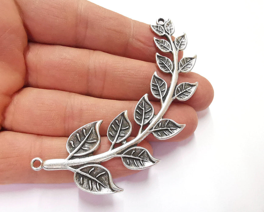 Leaves Branch Pendant Connector Antique Silver Plated Pendant (85mm)  G20609