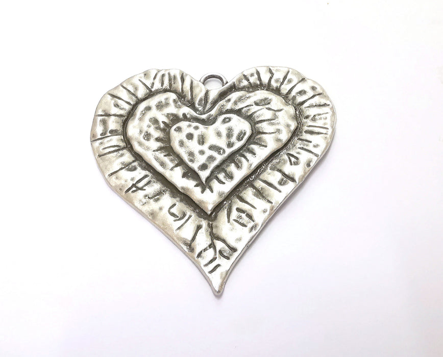 Heart Pendant Antique Silver Plated Pendant (66x67mm)  G20611