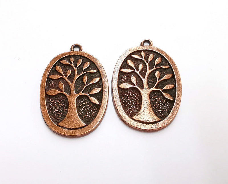 2 Tree Charms Antique Copper Plated Charms (38x25mm)  G20934