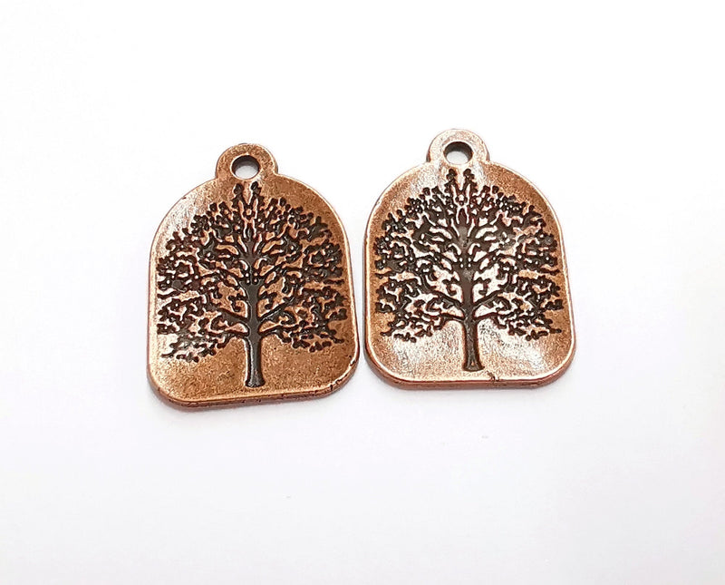 2 Tree Charms Antique Copper Plated Charms (31x22mm)  G20938