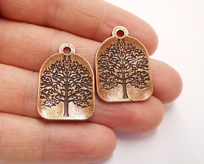 2 Tree Charms Antique Copper Plated Charms (31x22mm)  G20938