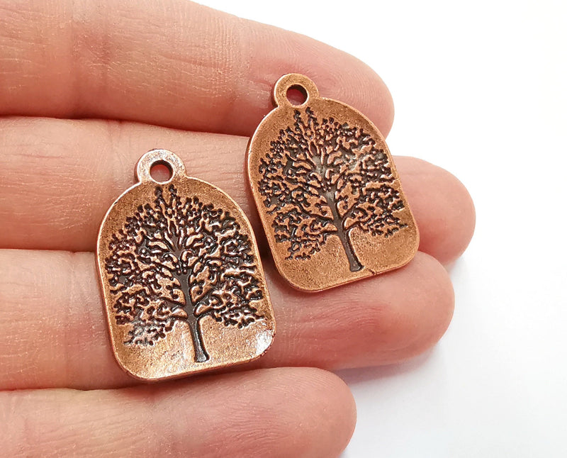 2 Tree Charms Antique Copper Plated Charms (31x22mm)  G20938