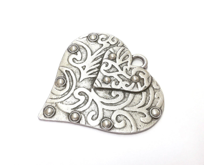 Heart Pendant Antique Silver Plated Pendant (55x55mm)  G20621