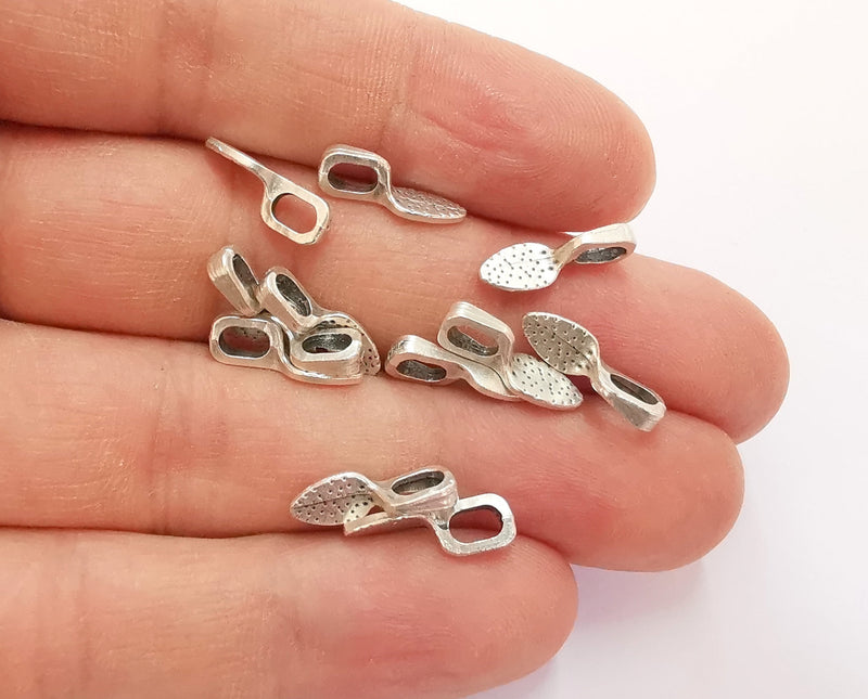 10 Glue On Bails Antique Silver Plated Findings (15x5 mm)  G20629