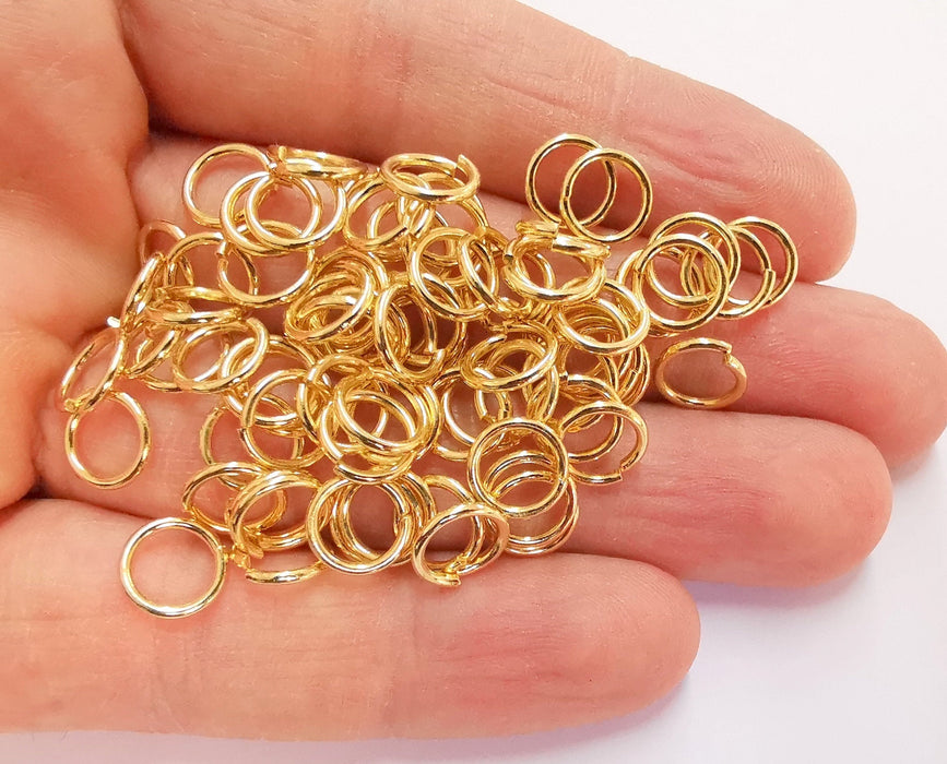 20  Shiny Gold jumpring 24k Gold Brass Strong jumpring Findings (9 mm)  G20960