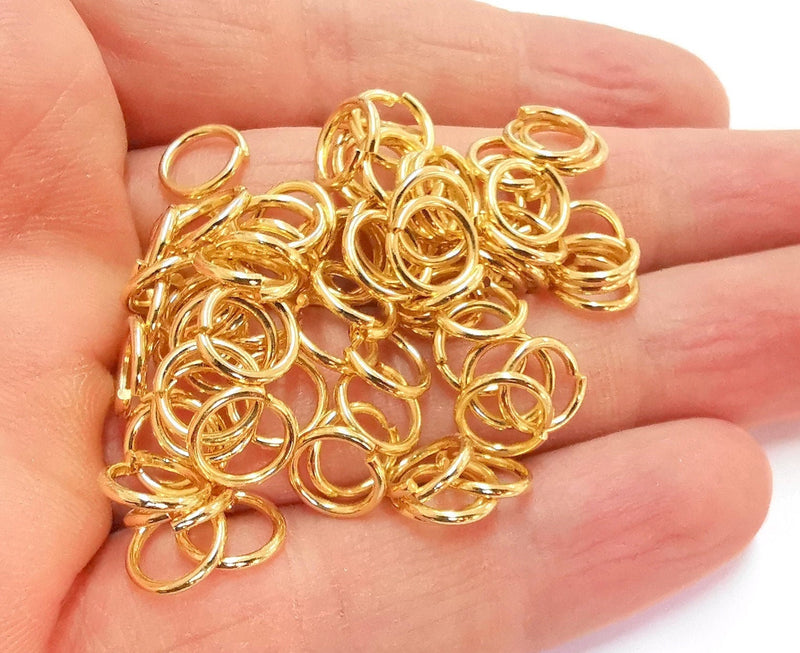 20  Shiny Gold jumpring 24k Gold Brass Strong jumpring Findings (9 mm)  G20960