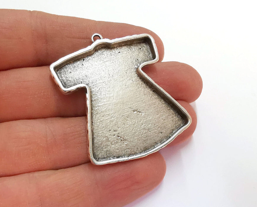 Robe Pendants Blank Resin Bezel Mosaic Mountings Antique Silver Plated Pendant (47x39mm)( 40x34 mm Bezel Inner Size)  G20963