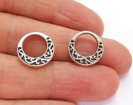 5 Silver Double Side (Both Side Same) Charms Antique Silver Plated Charms (16mm)  G20966